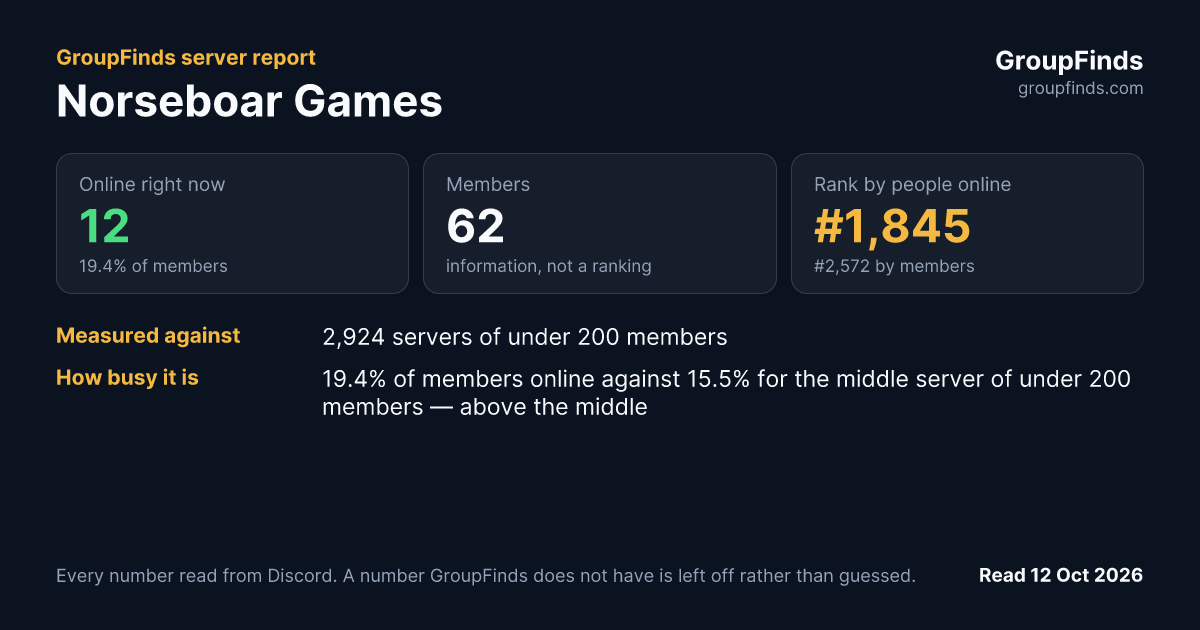 Norseboar Games's GroupFinds server report