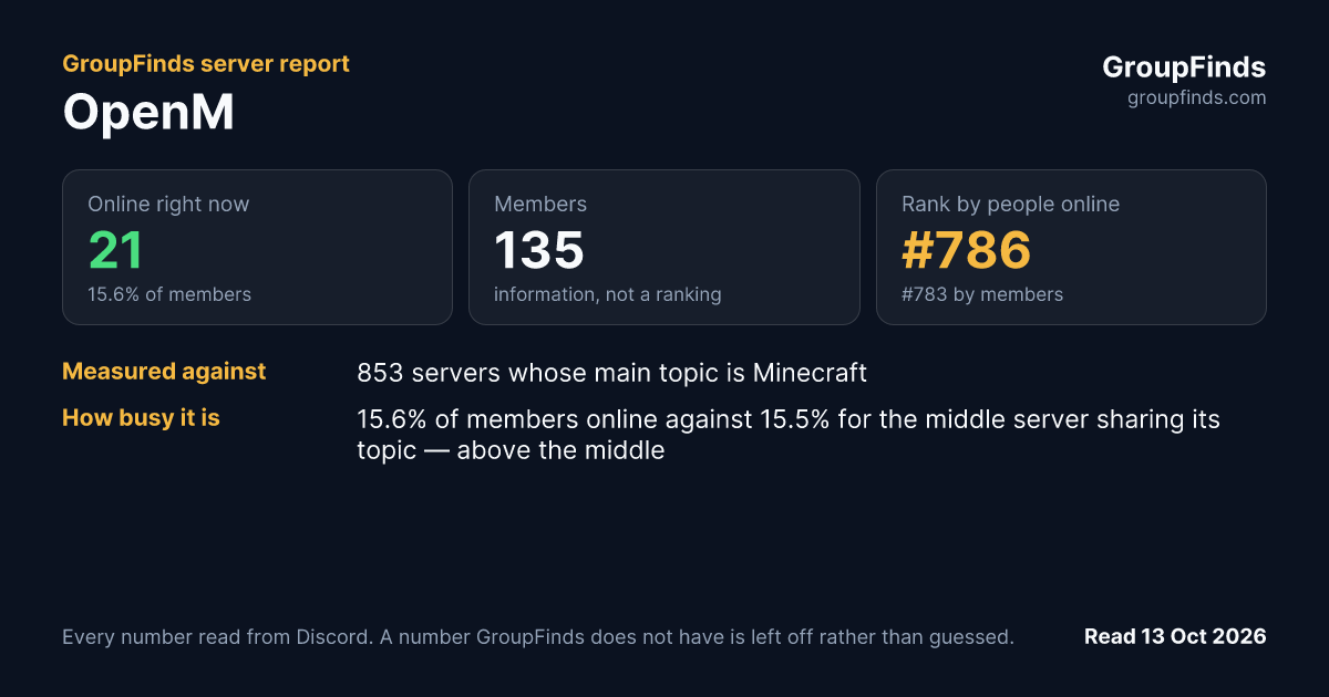 OpenM's GroupFinds server report
