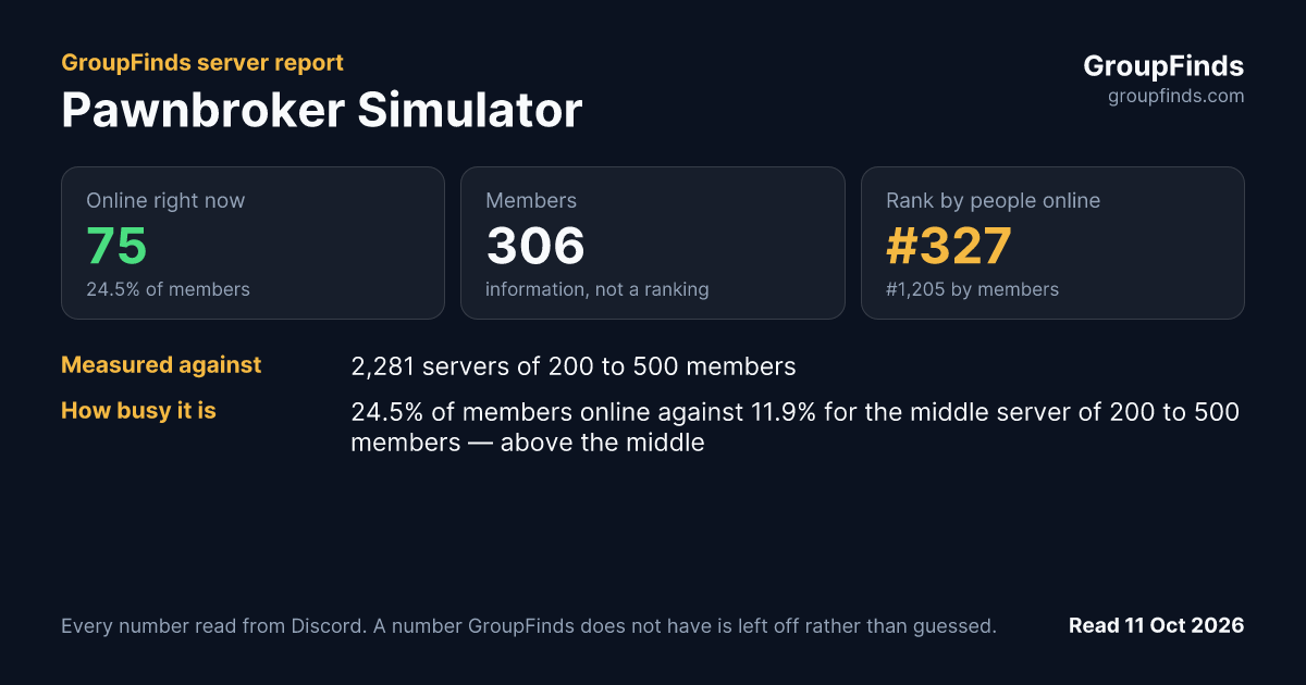 Pawnbroker Simulator's GroupFinds server report