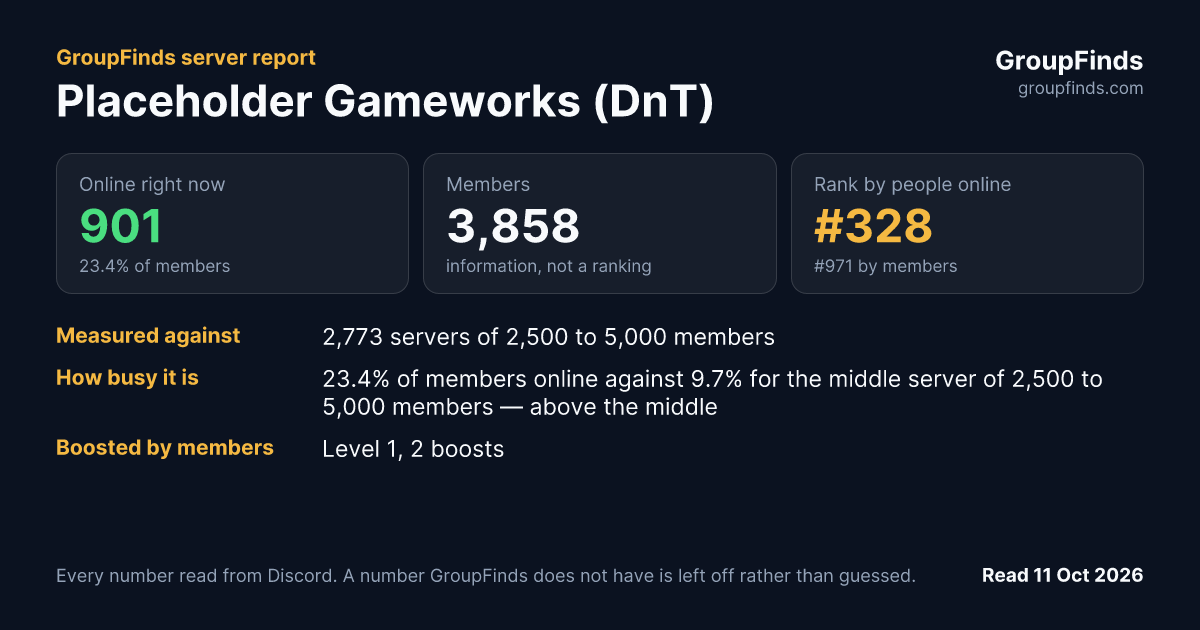 Placeholder Gameworks (DnT)'s GroupFinds server report