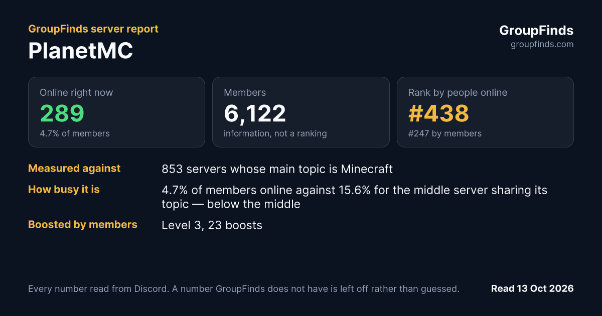 PlanetMC's GroupFinds server report