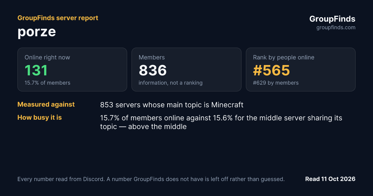 porze's GroupFinds server report