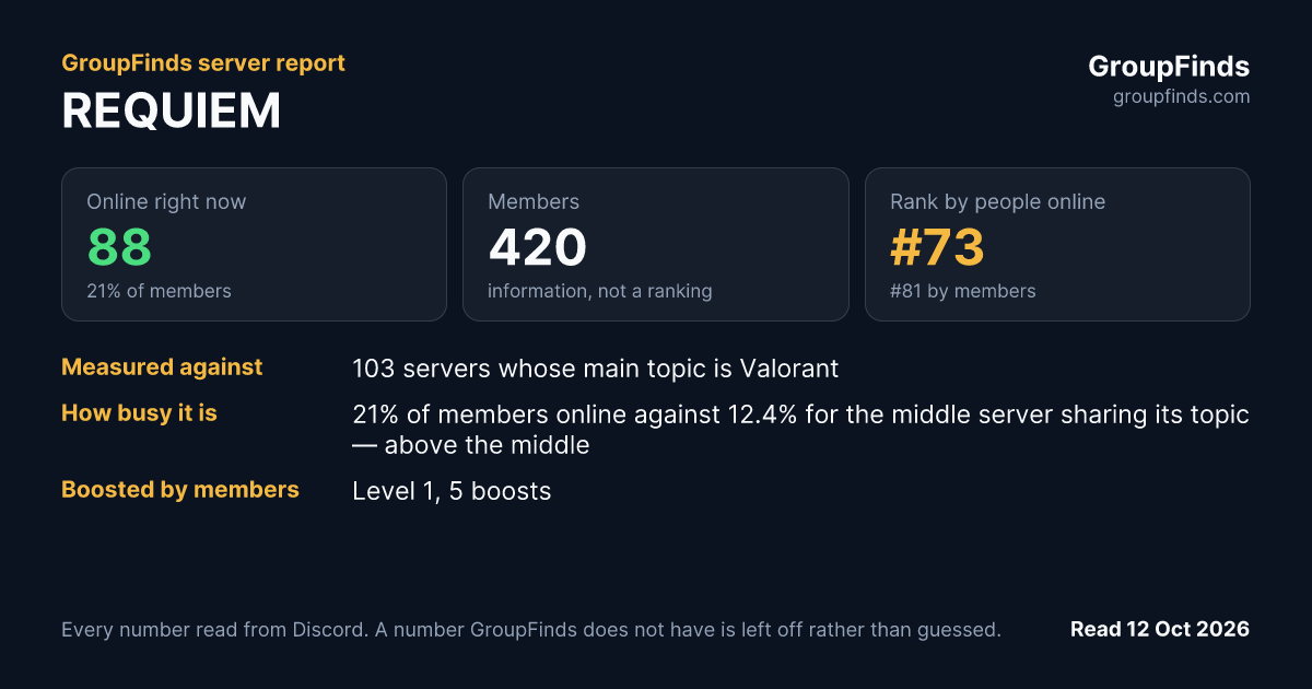 REQUIEM's GroupFinds server report