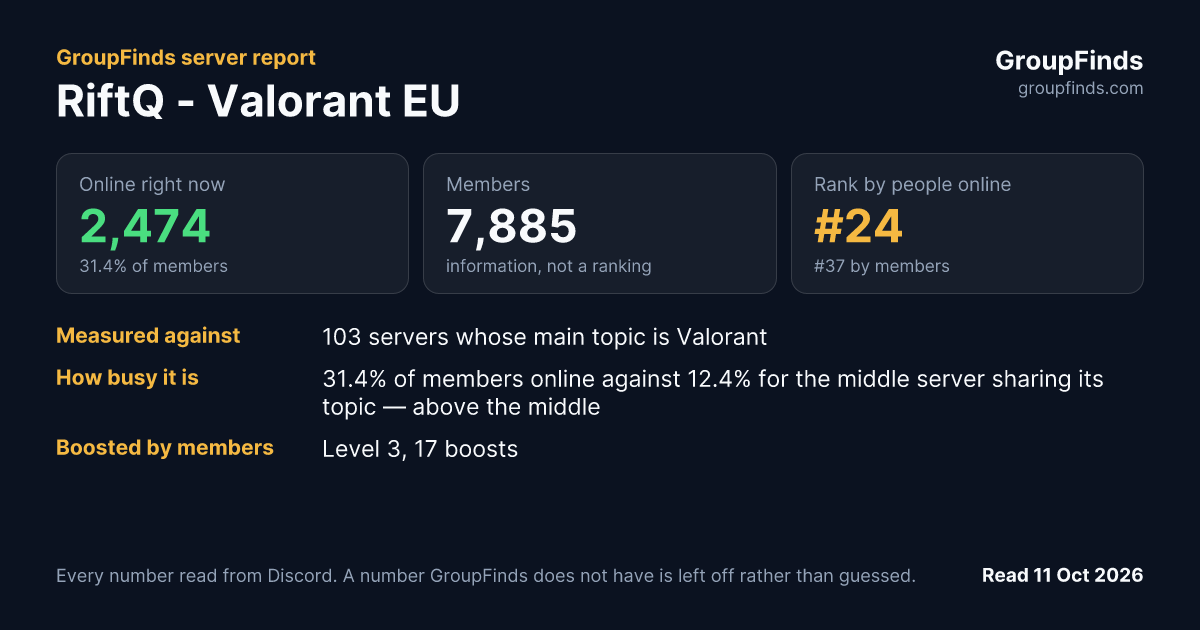 RiftQ - Valorant EU's GroupFinds server report