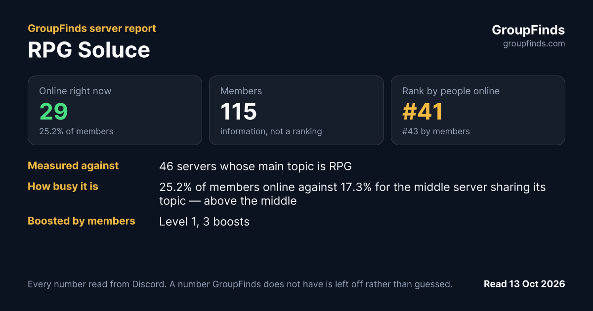 RPG Soluce's GroupFinds server report