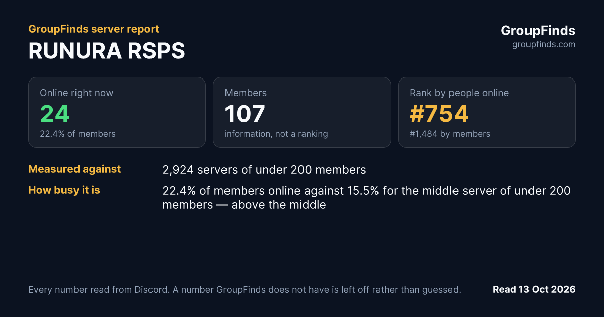 RUNURA RSPS's GroupFinds server report