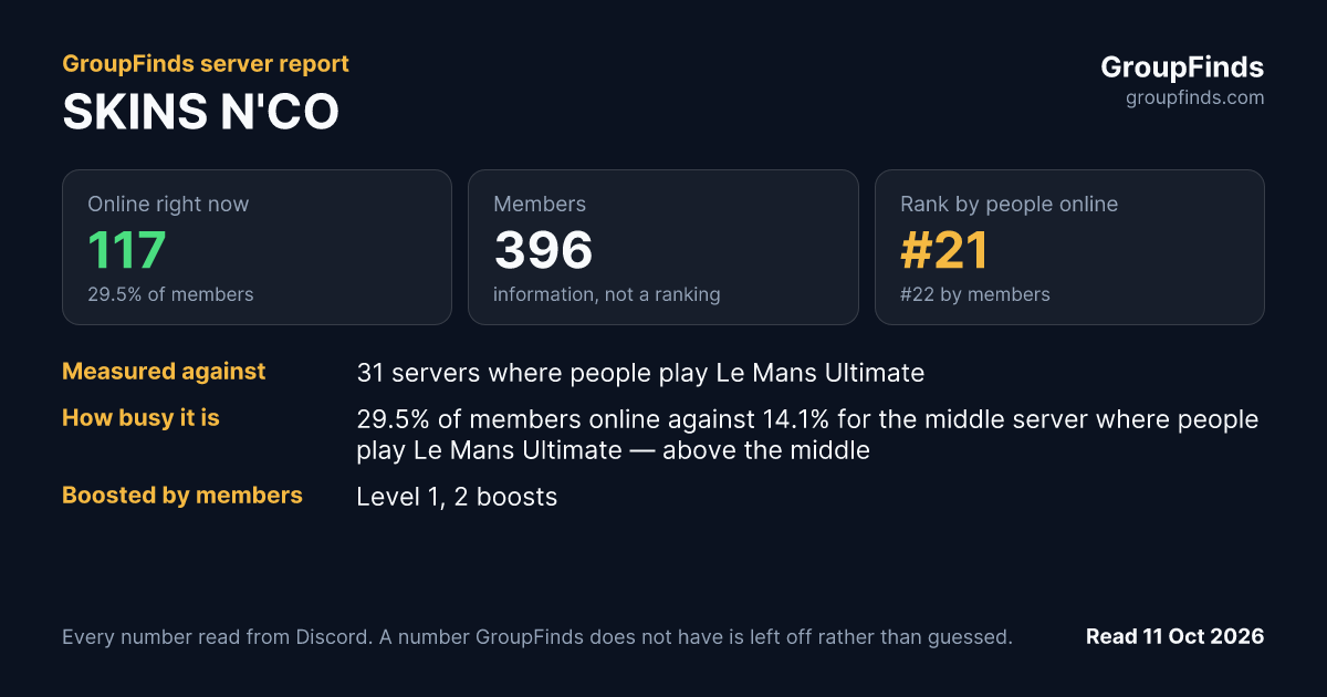 SKINS N'CO's GroupFinds server report