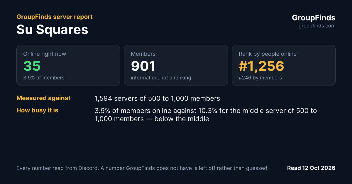 Su Squares's GroupFinds server report