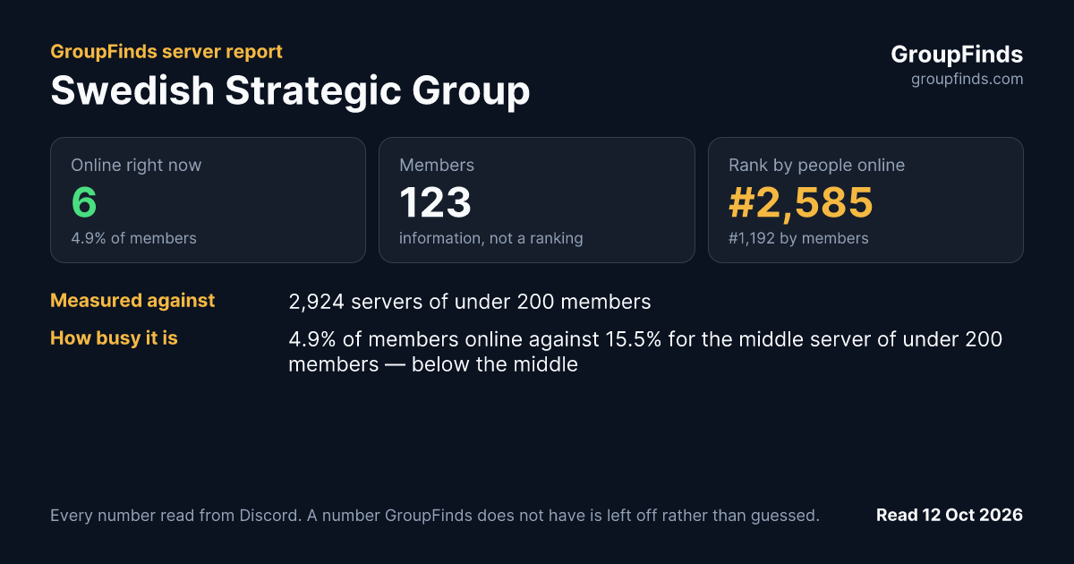 Swedish Strategic Group's GroupFinds server report