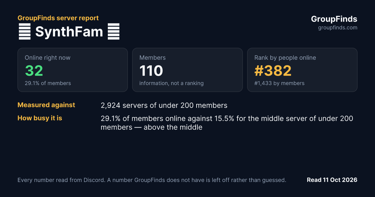 🌈 SynthFam 🎧's GroupFinds server report