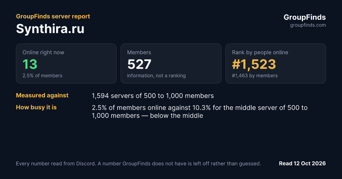 Synthira.ru's GroupFinds server report