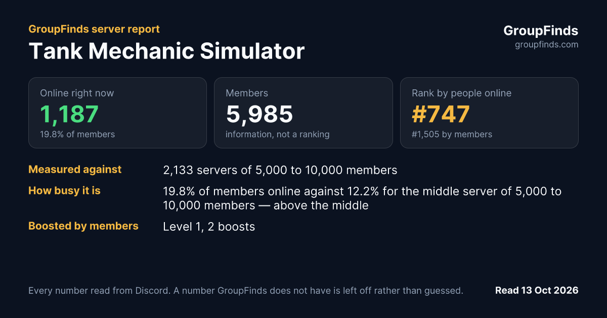 Tank Mechanic Simulator's GroupFinds server report