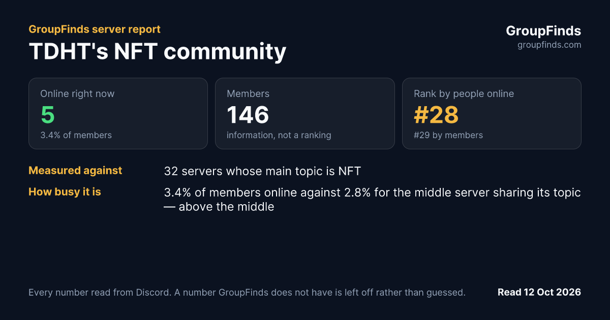 TDHT's NFT community's GroupFinds server report
