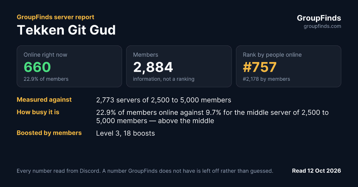 Tekken Git Gud's GroupFinds server report