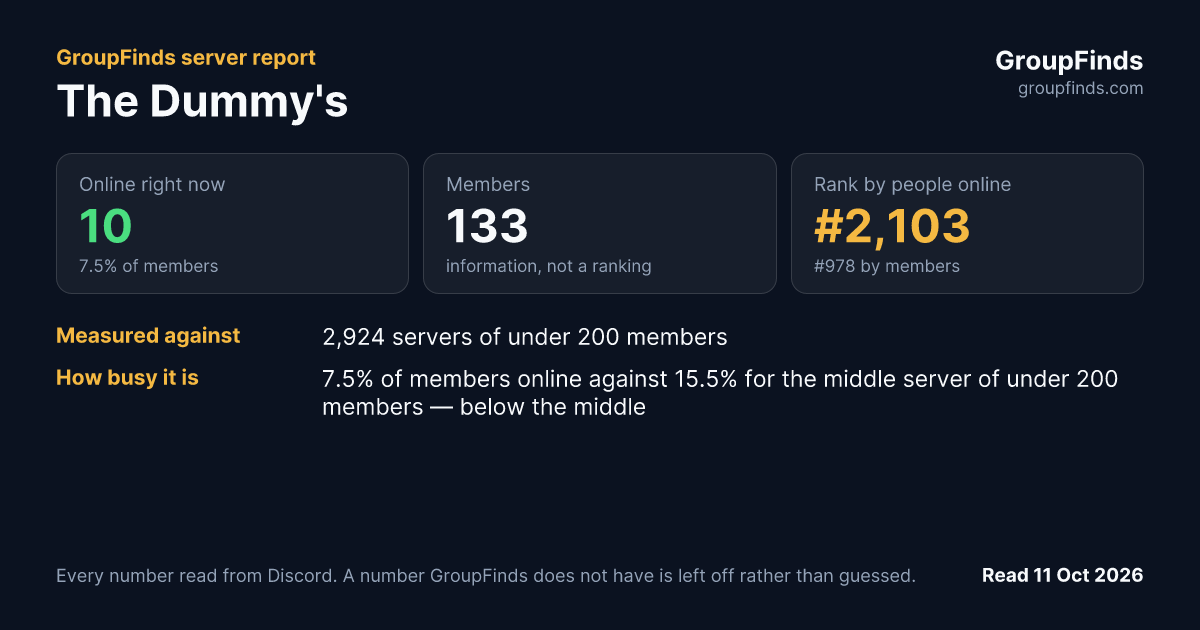 The Dummy's's GroupFinds server report