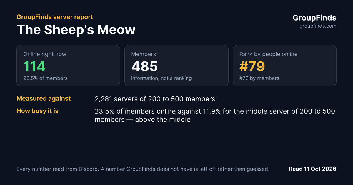 The Sheep's Meow's GroupFinds server report
