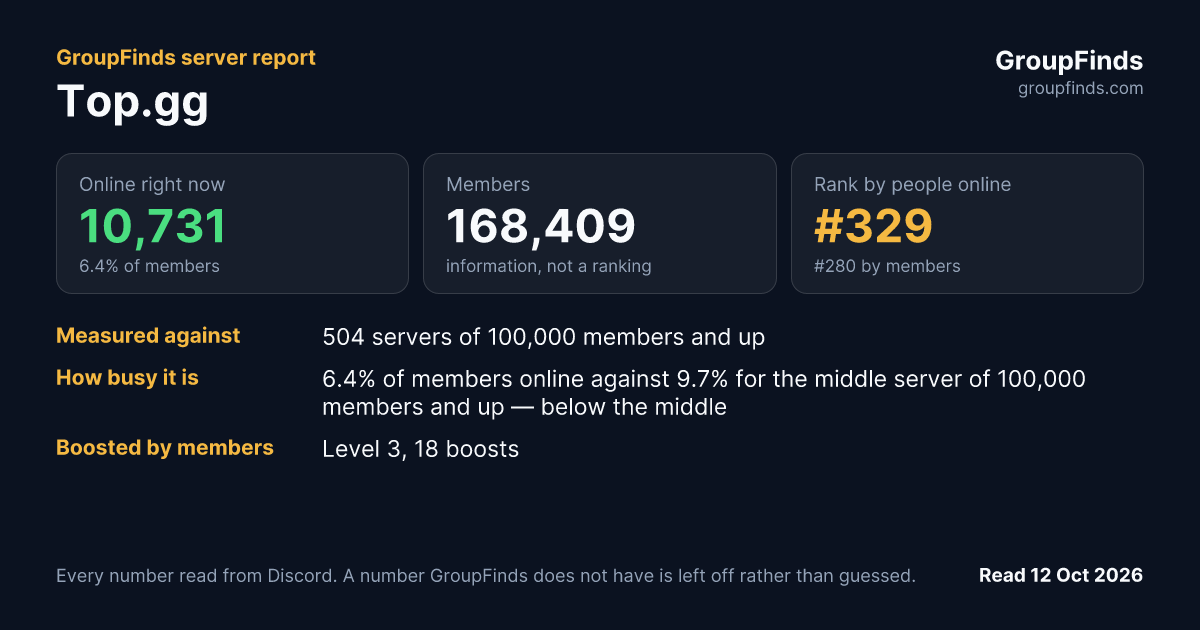 Top.gg's GroupFinds server report