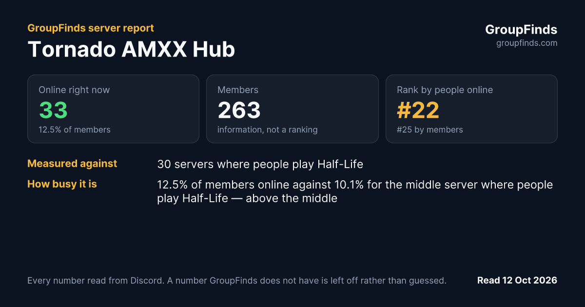 Tornado AMXX Hub's GroupFinds server report