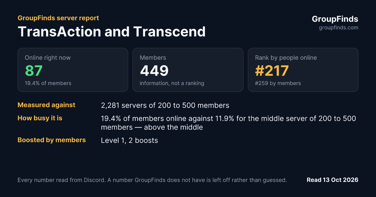 TransAction and Transcend's GroupFinds server report