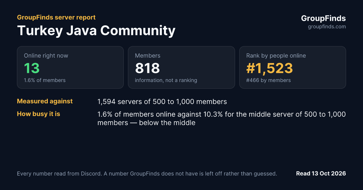 Turkey Java Community's GroupFinds server report