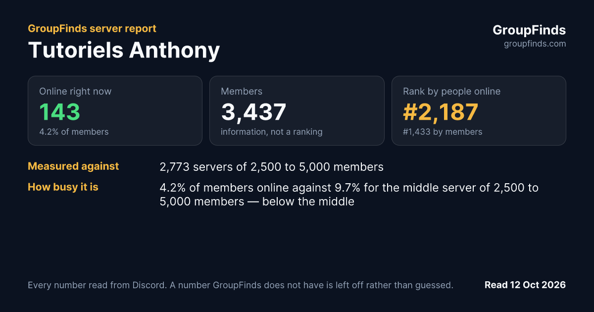 Tutoriels Anthony's GroupFinds server report