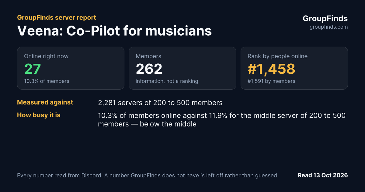 Veena: Co-Pilot for musicians's GroupFinds server report