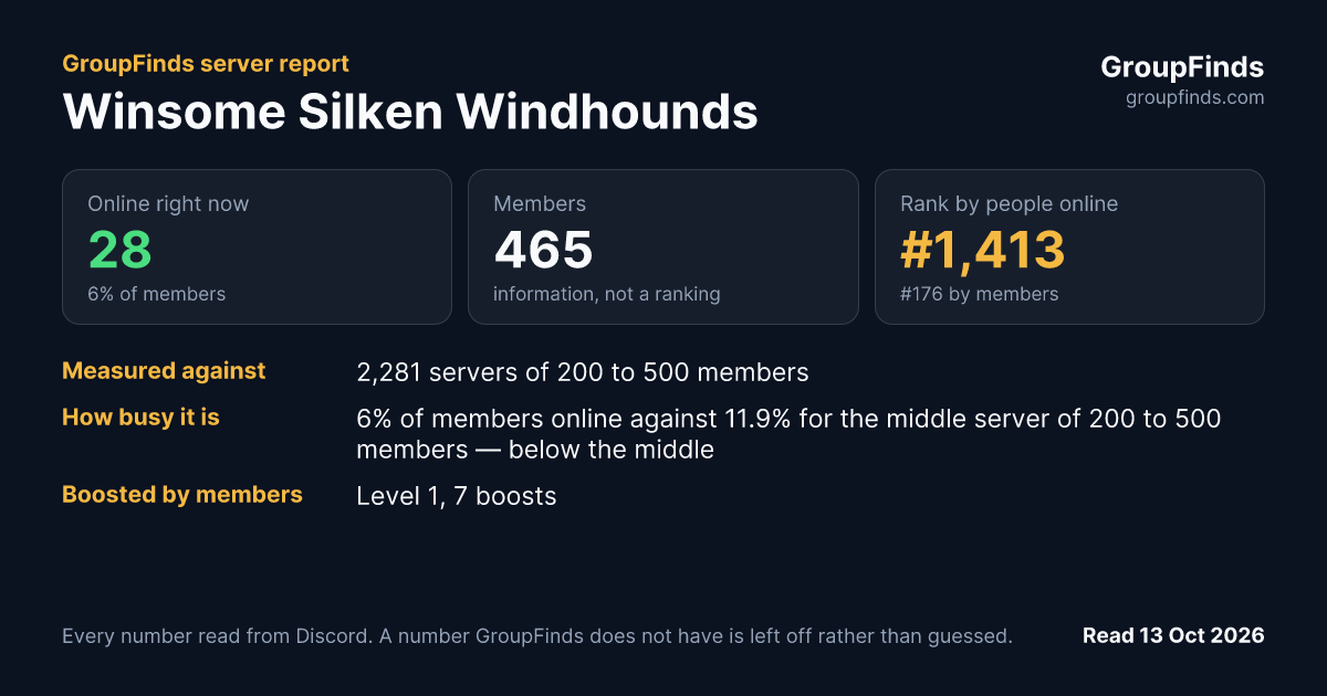Winsome Silken Windhounds's GroupFinds server report