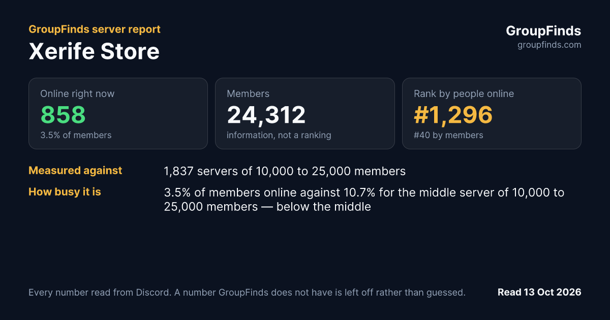Xerife Store's GroupFinds server report