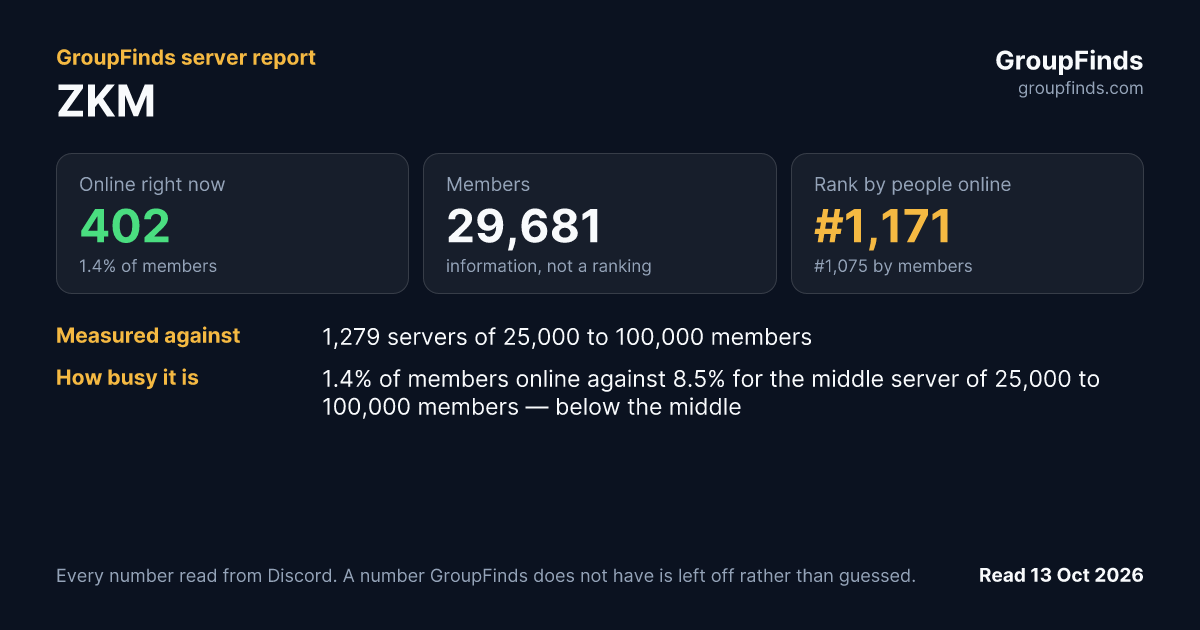 ZKM's GroupFinds server report