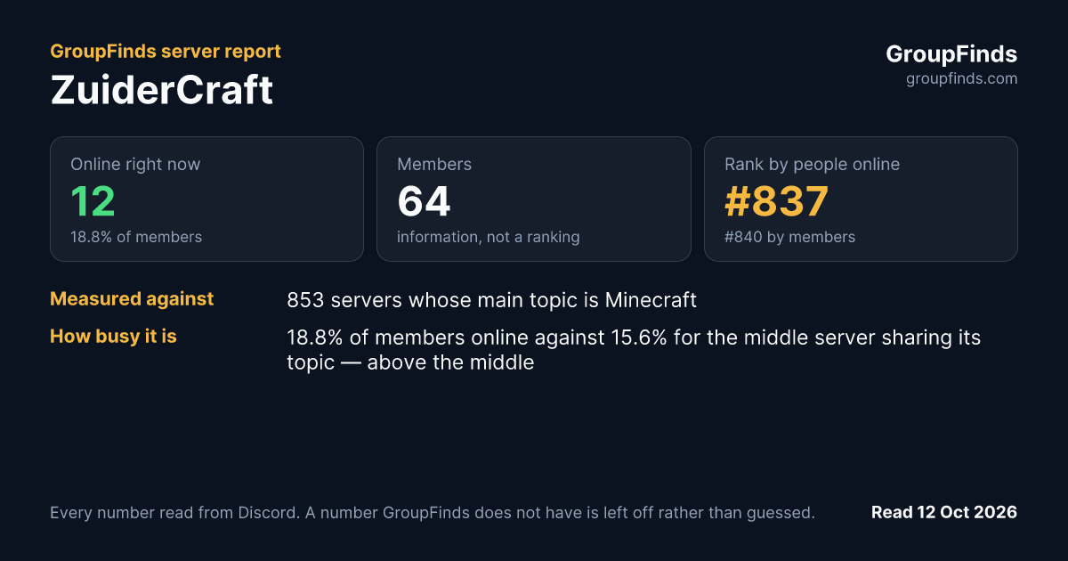 ZuiderCraft's GroupFinds server report